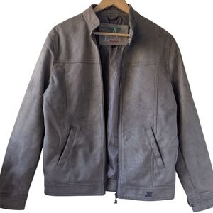 Armani Taupe Micro Suede Moto Bomber Jacket